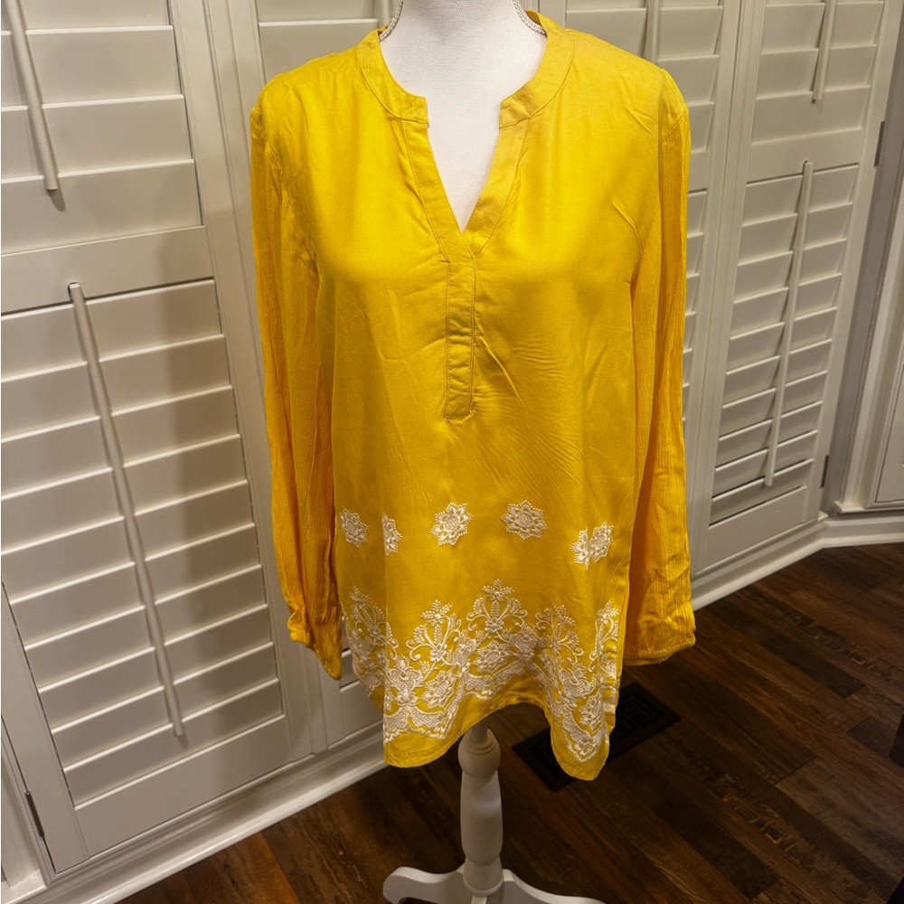Studio West Yellow Relaxed Long Sleeve Tunic